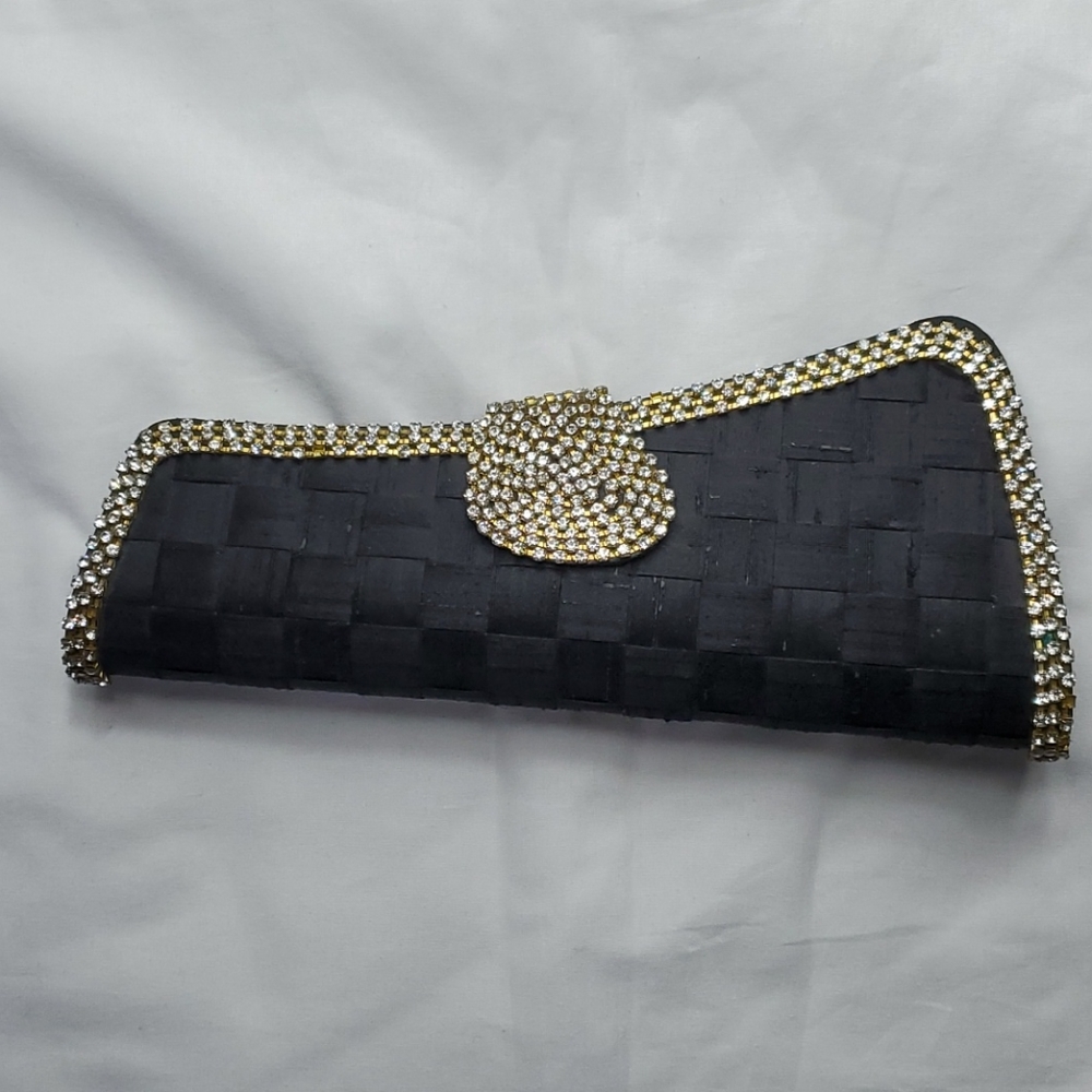 Black clutch with embellishment